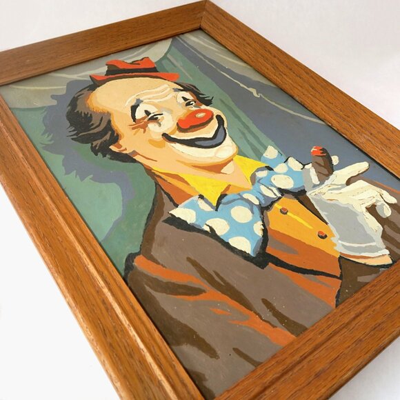 1960s Circus Clown Portrait, PBN, “Funny Fellas” by Craft Master, Framed Art - Picture 2 of 3